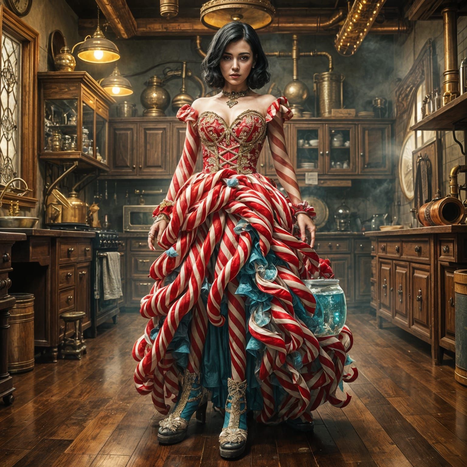 Steampunk Candy Girl in Intricate Dress