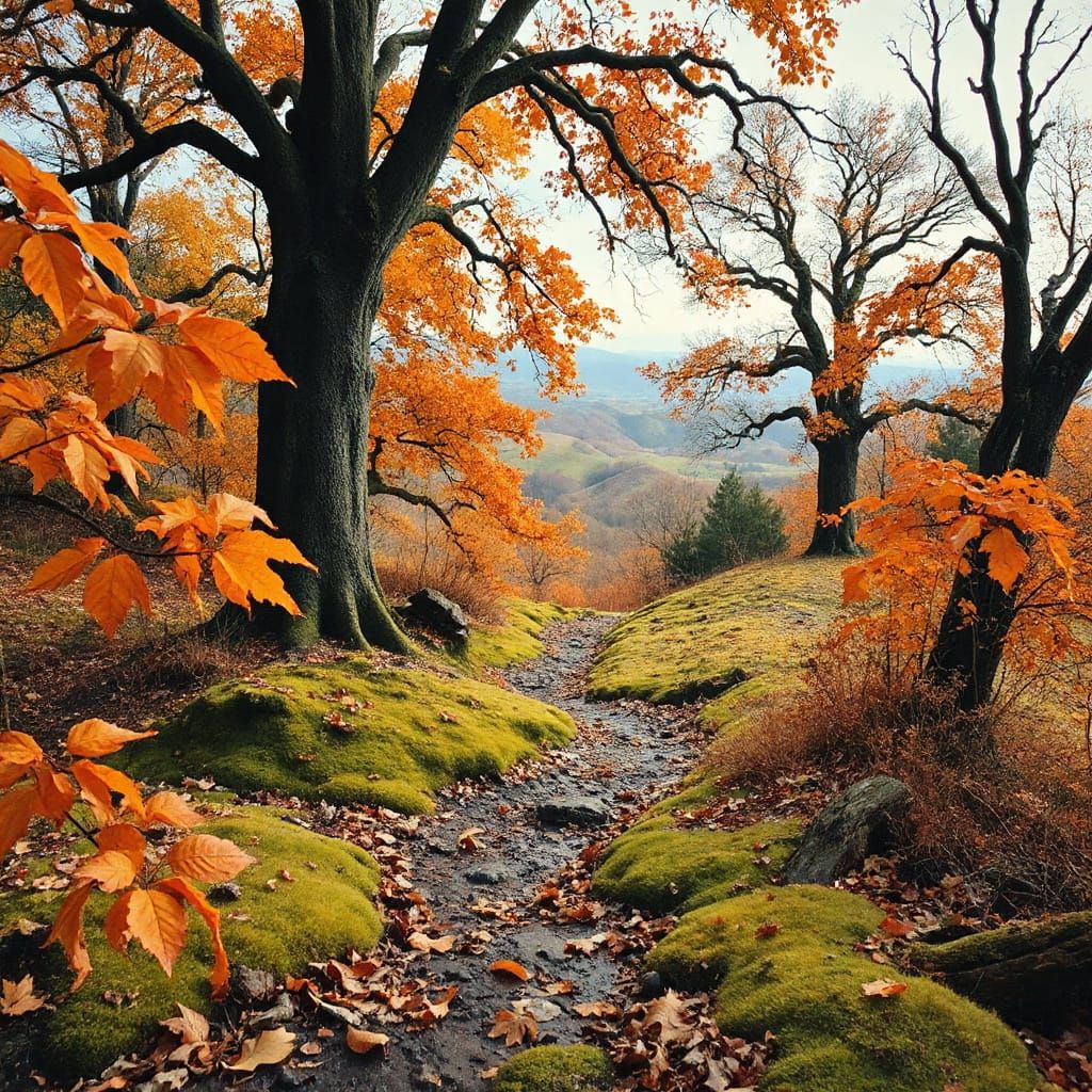 Autumnal Woodland Scene in Expressionist Fractal Style