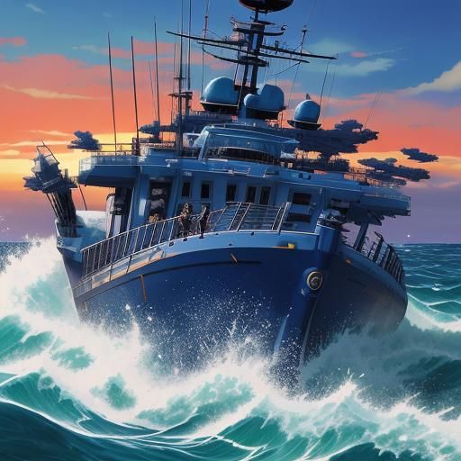 Ledo on Gargantia Fleet Deck in Manga Style