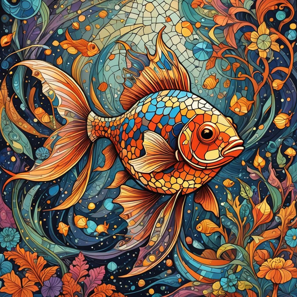 Psychedelic Space Fish with Fairy Wings