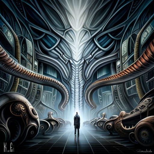 Biopunk Mammoth in Exploded Jungle: Digital Illustration