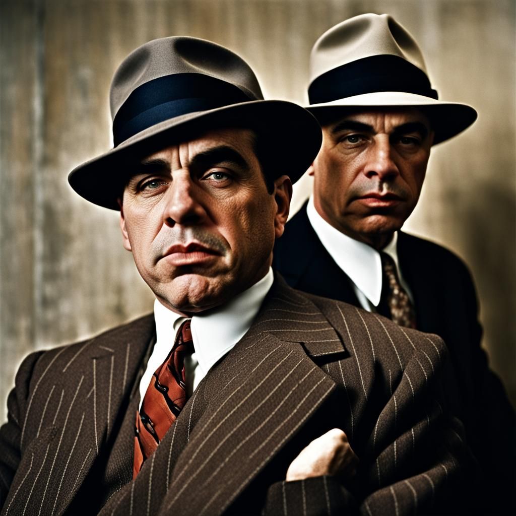 Al Capone and Lucky Luciano: Professional Studio Portrait