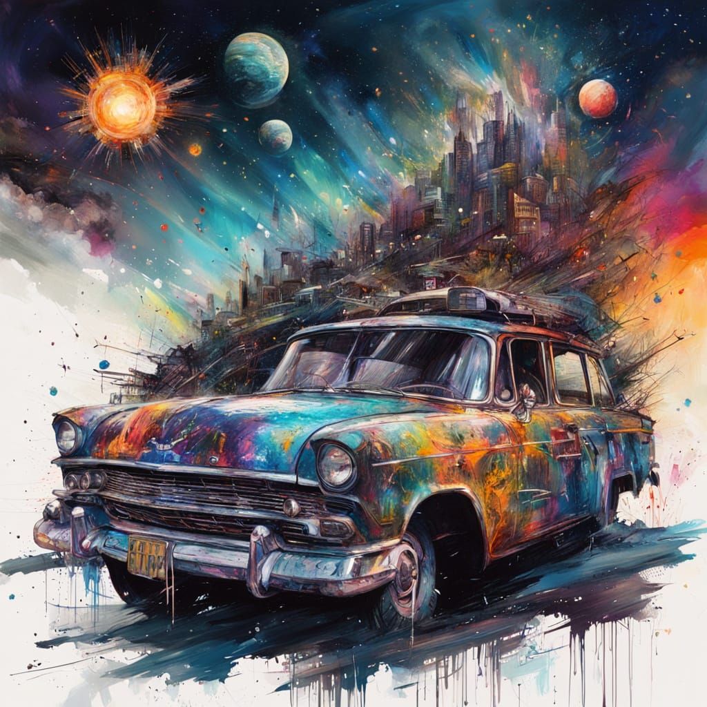 Cosmic Cityscape in Vibrant Colors