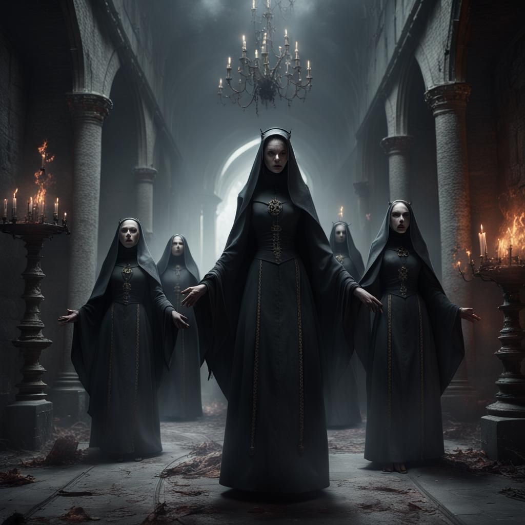 Dark church nuns