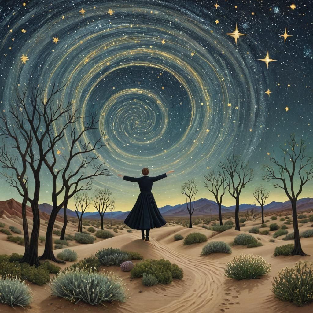 Desert to Forest: Galactic Collage of Joy and Freedom