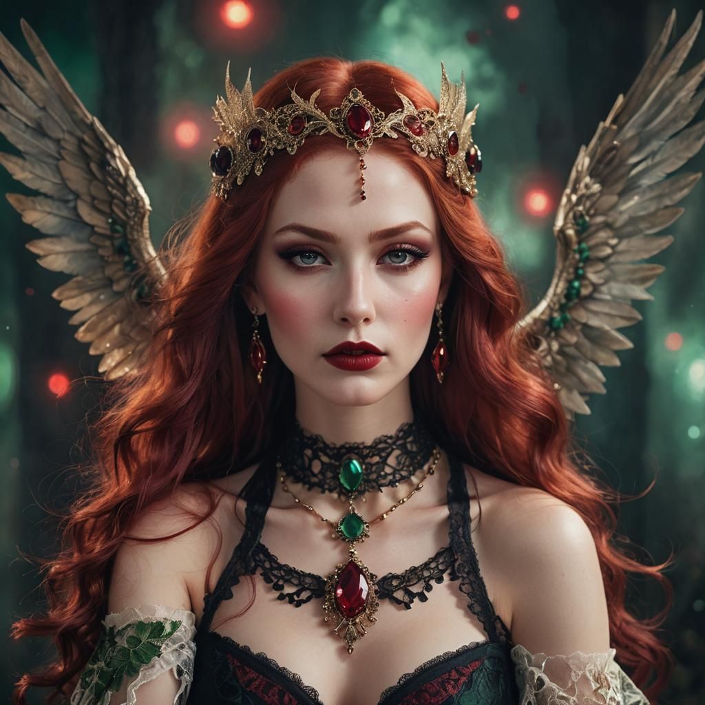 Winged Goddess Portrait in Romantic Fantasy Style
