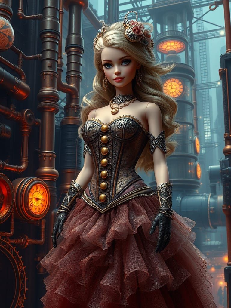 Steampunk Barbie in Steam-Powered Metropolis