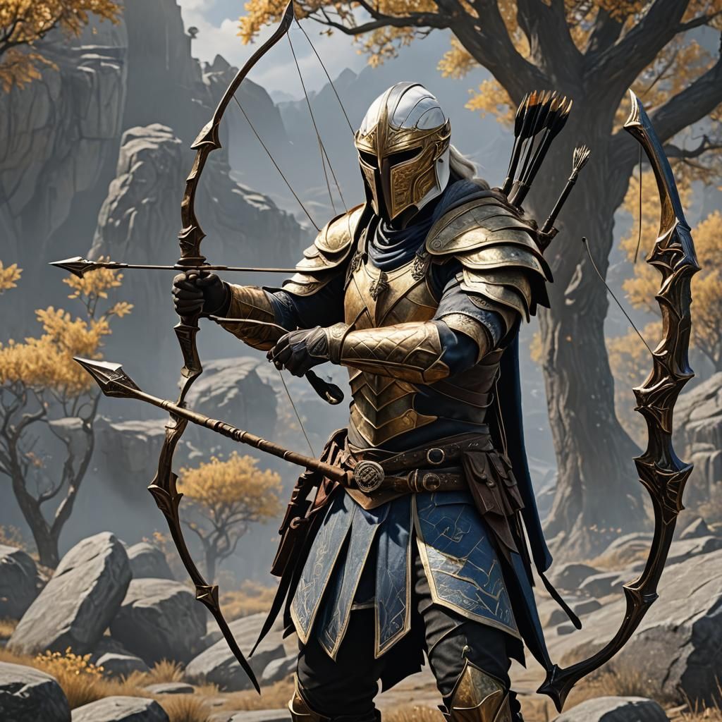 Skyrim Archer in Golden Mask and ESO Armor