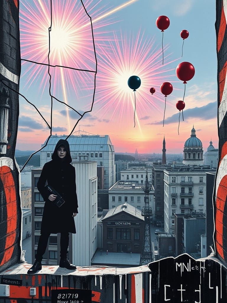 Surreal Graffiti Supernova in Vorticism Style