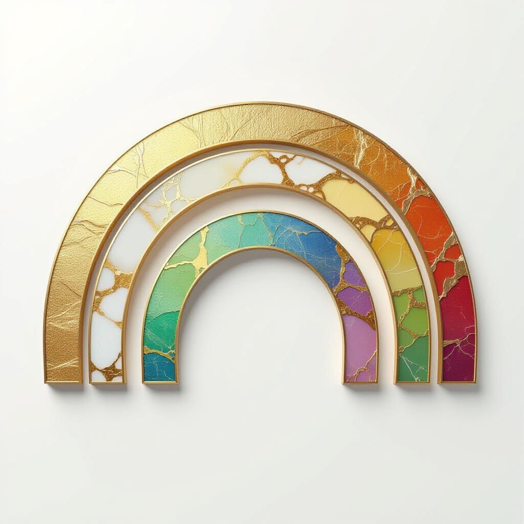 Gold and Marble Rainbow Logo Design