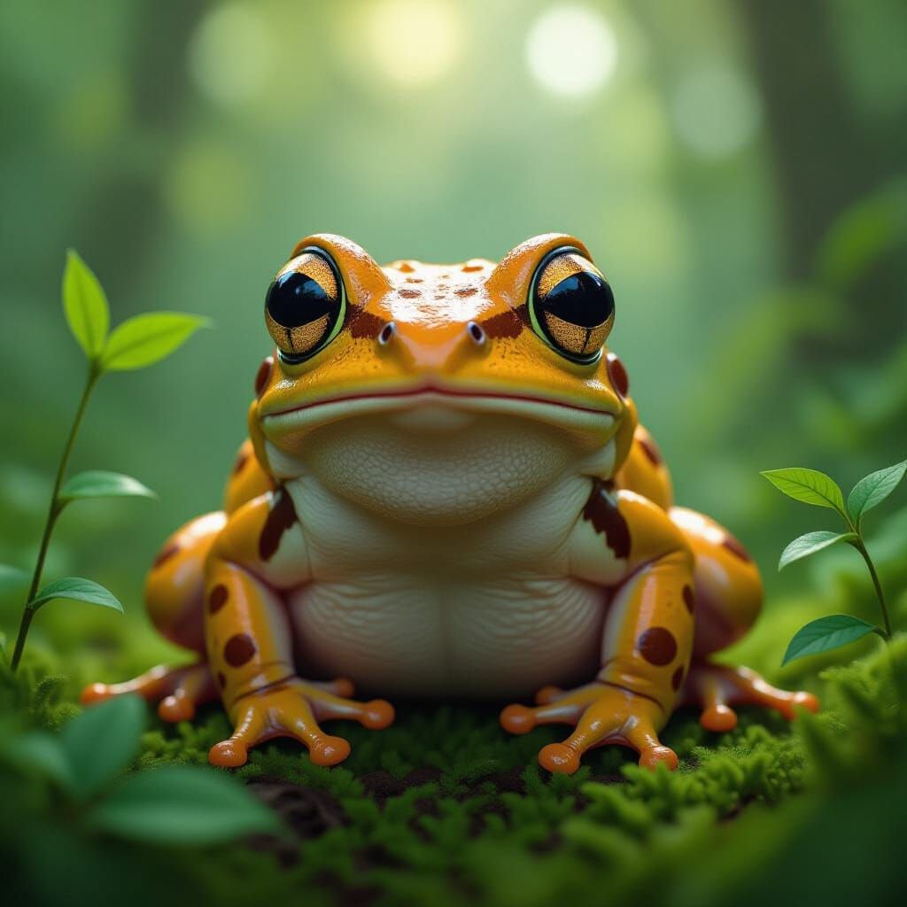 Angry Frog in Dreamlike Cheese Abstract Design