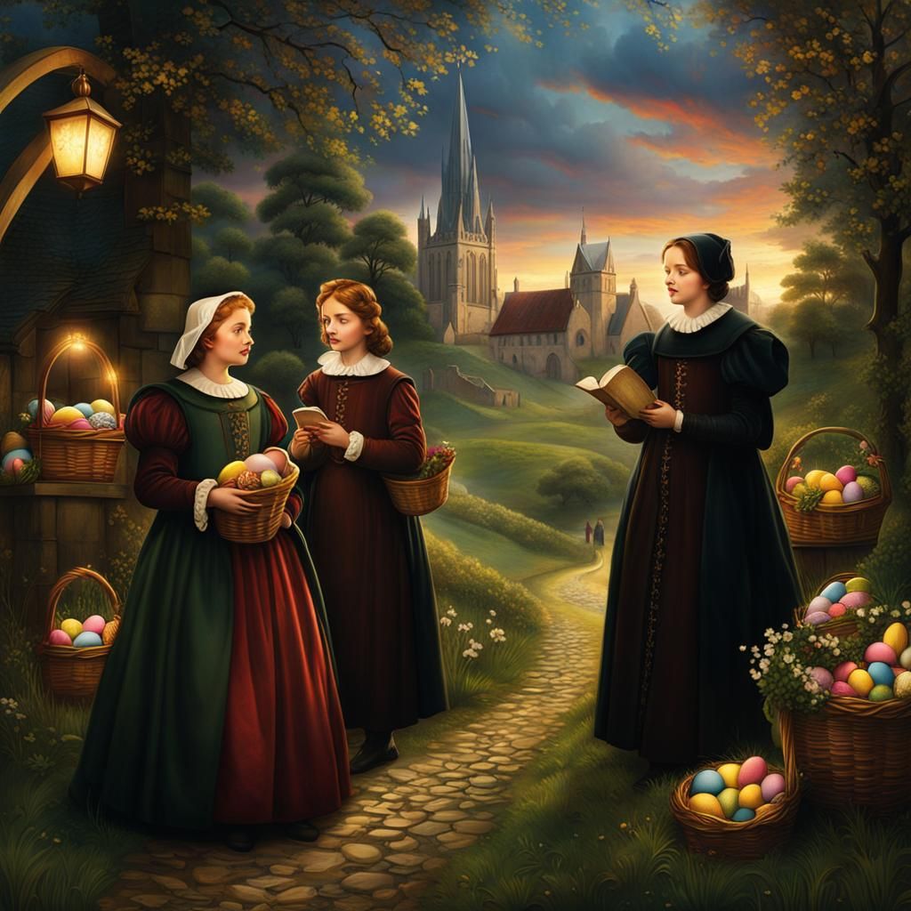 First 16th century Easter egg hunt, women and children hunted eggs hidden by the males