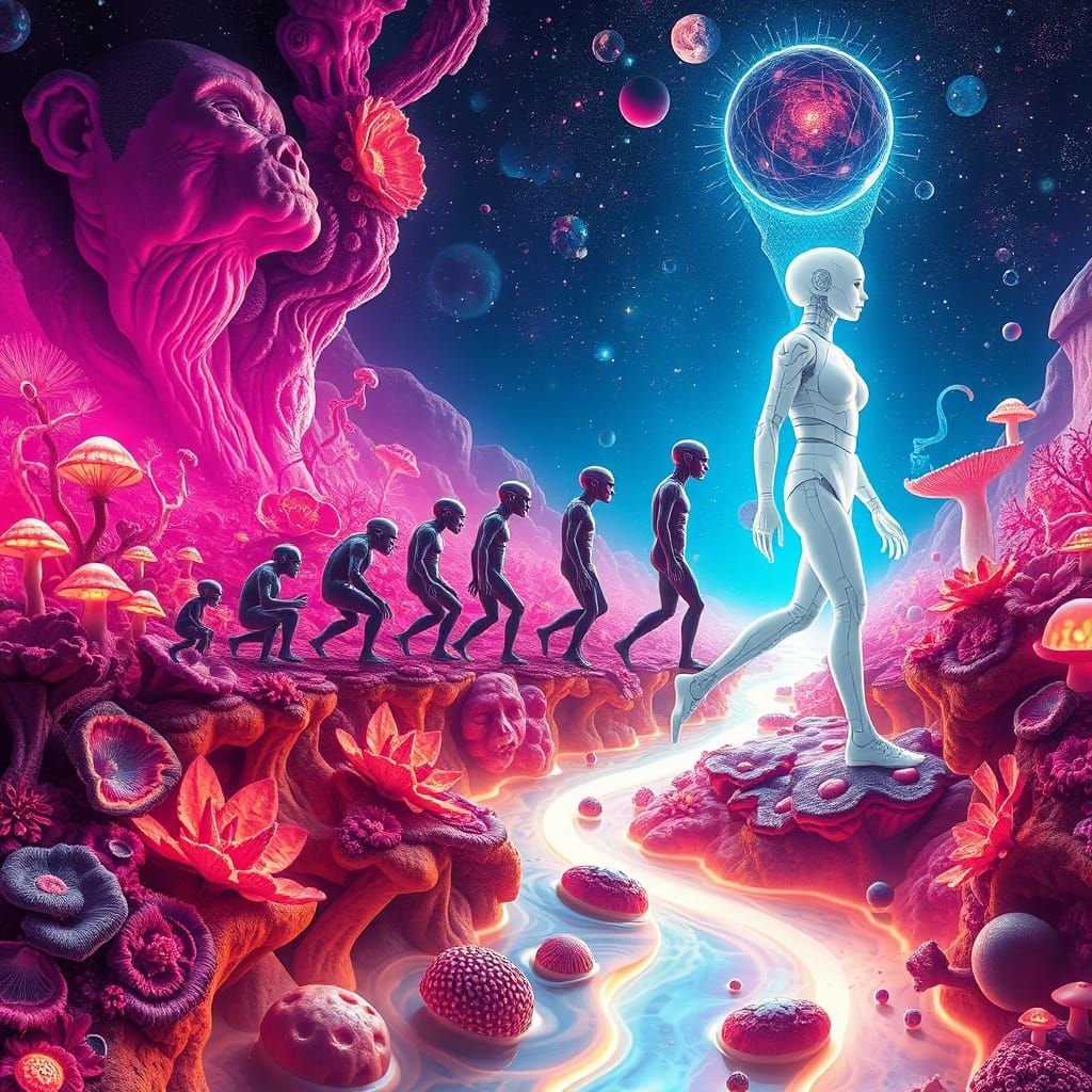 Galactic Evolution Cycle in Surrealist Tapestry