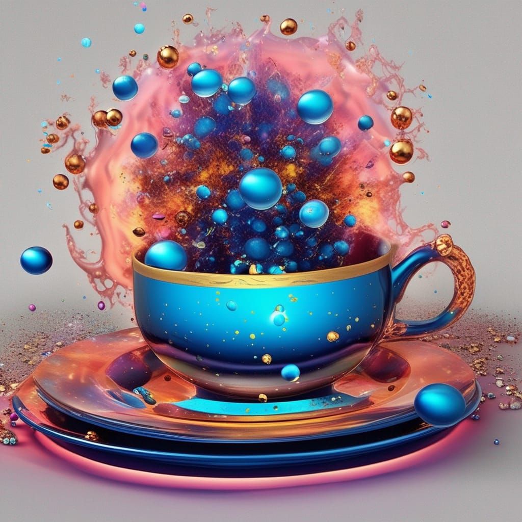 Exploding Cosmic Bubbles and Teacups: Surreal Digital Art