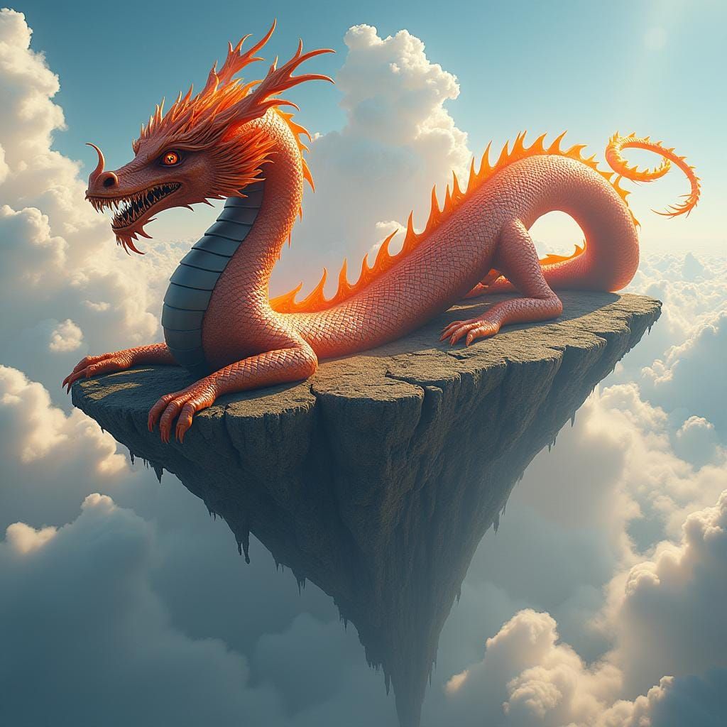 Floating Fire Dragon Island Concept Art