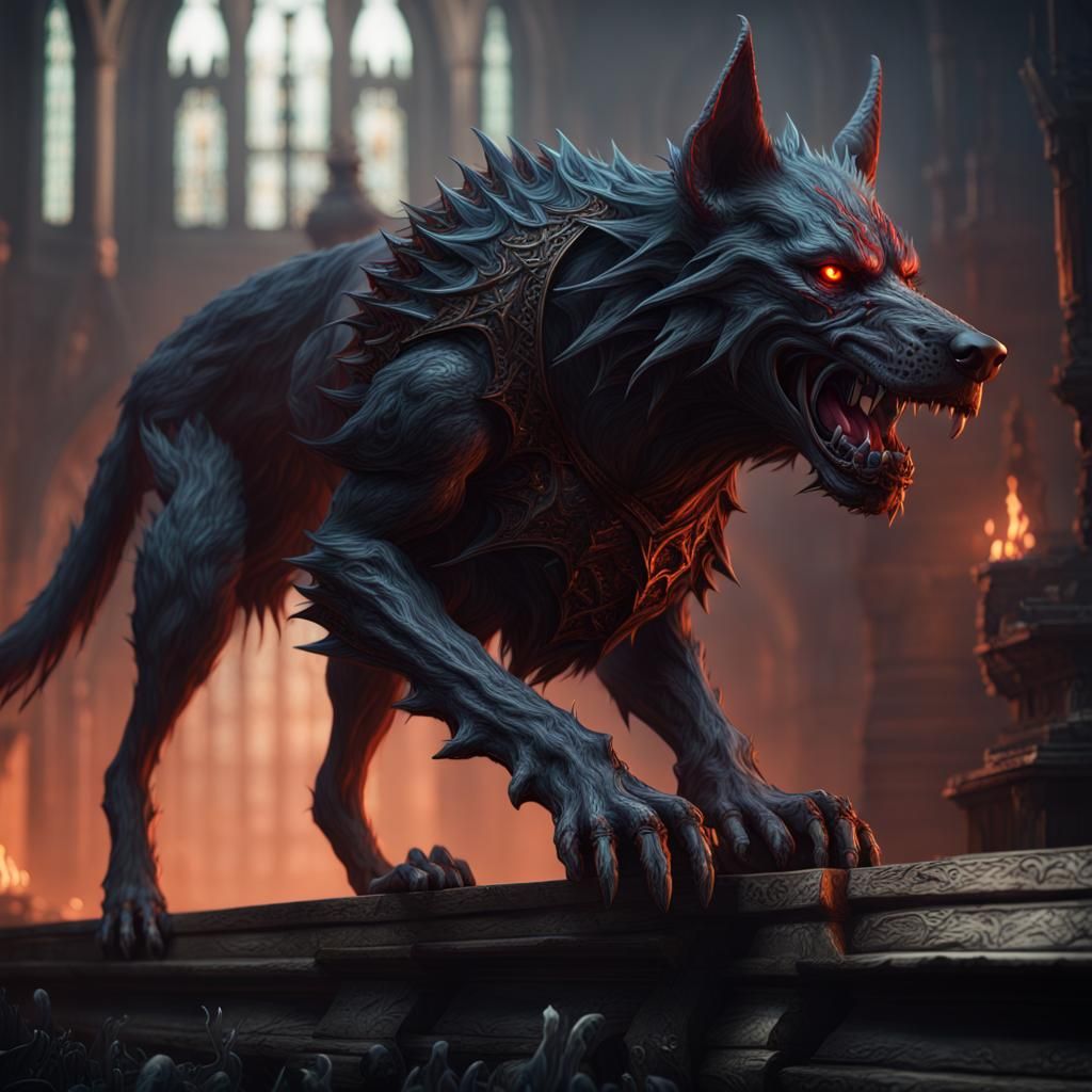 Gothic Hellhound Detailed Matte Painting