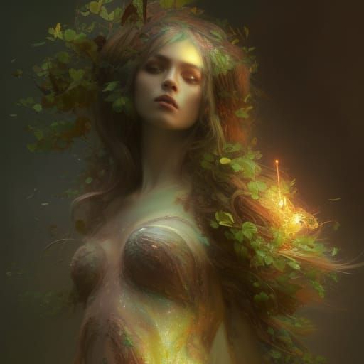 Dryad Transformation: Detailed Dark Fantasy Portrait