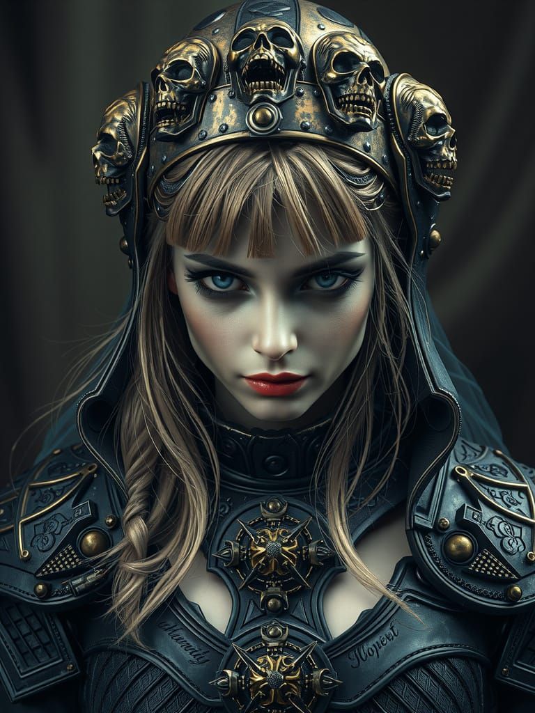 Dark Slavic Warrior Goddess in Necrotic Armor