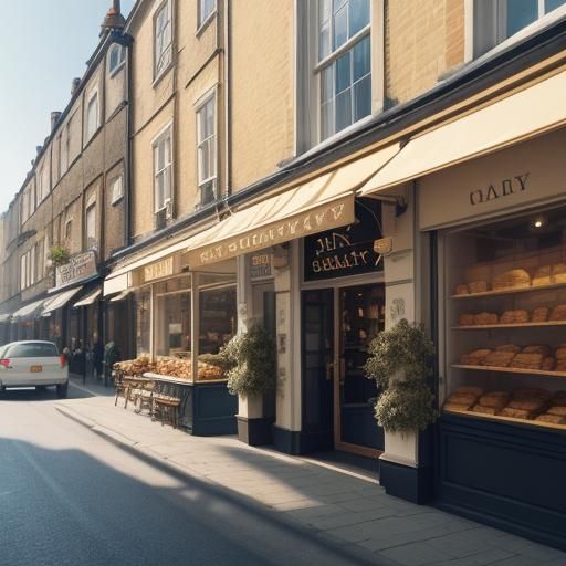 Surreal Golden Hour Bakery Shop Street Scene