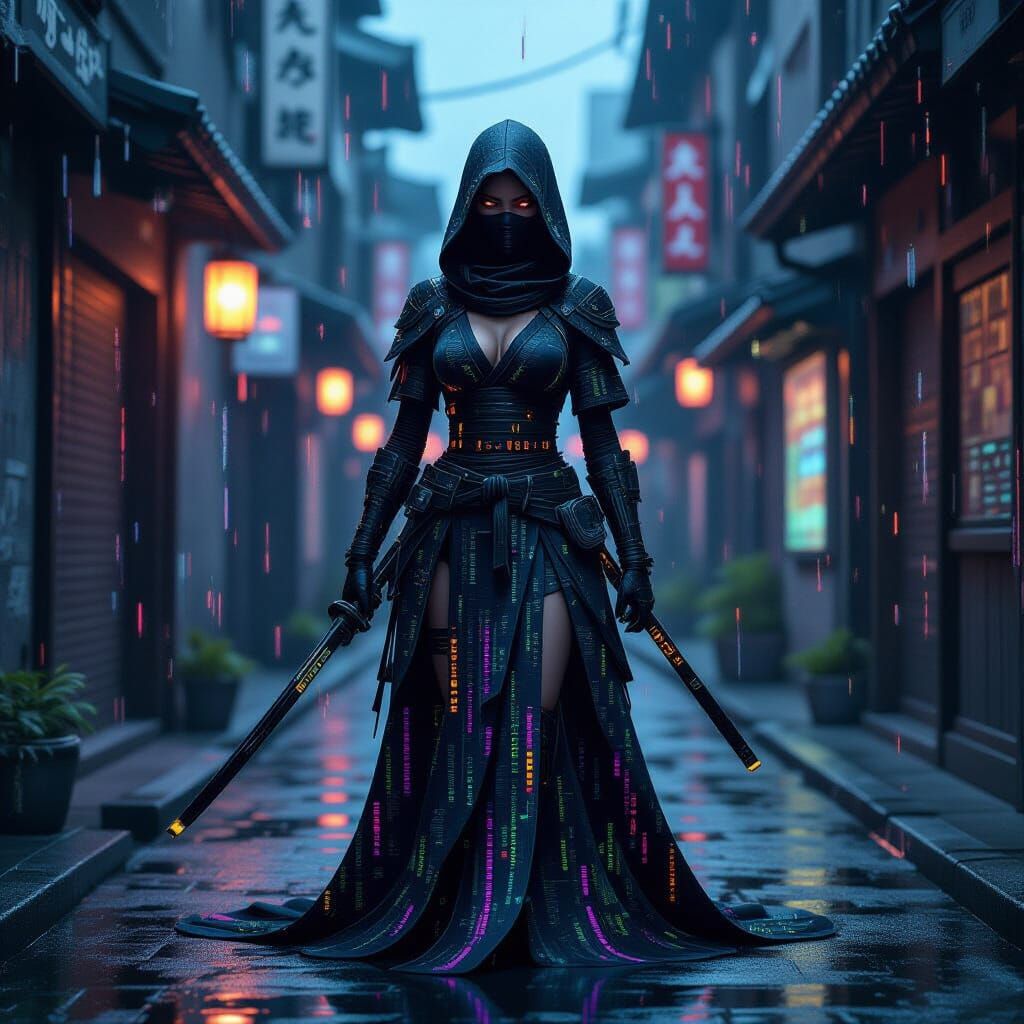 Digital Ninja Warrior in Cyberpunk Alley