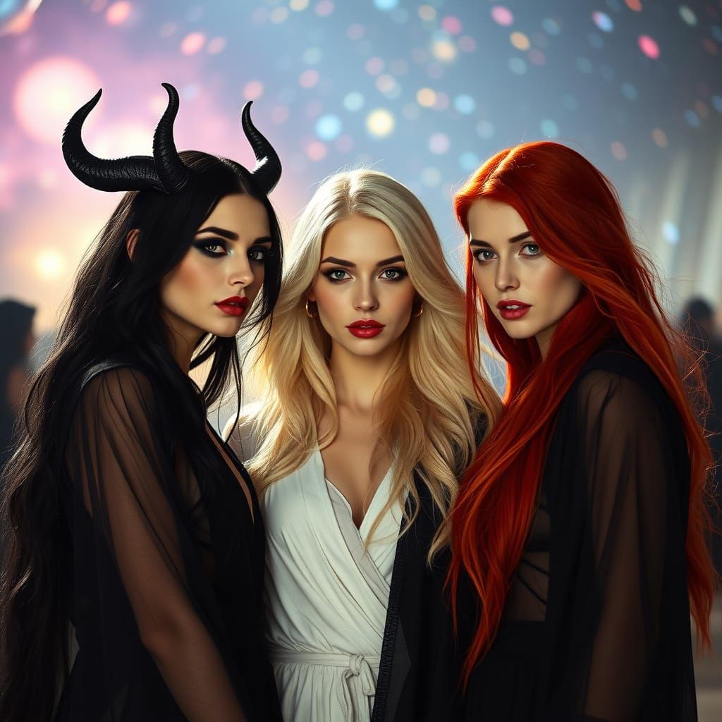 Goddesses of the Cosmos in Sheer Black Robes