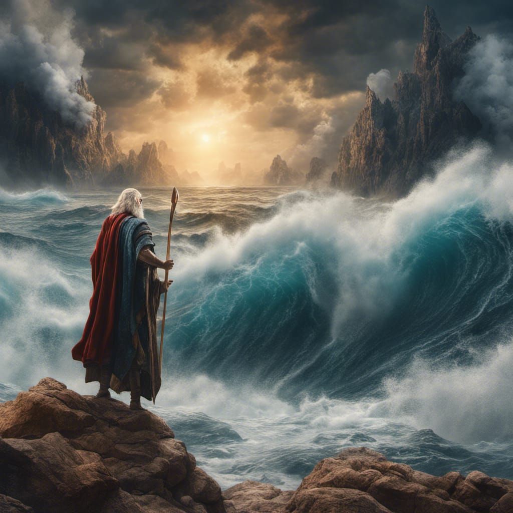 Moses Parting the Sea: Hyperrealistic HD Photography