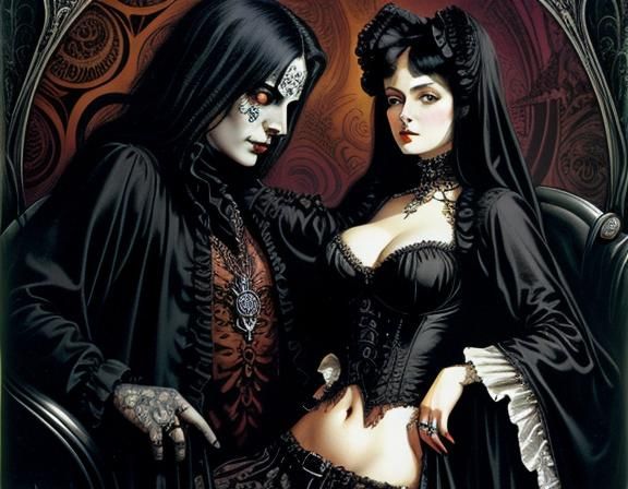 Gothic Rococo Pinup in Vintage Style