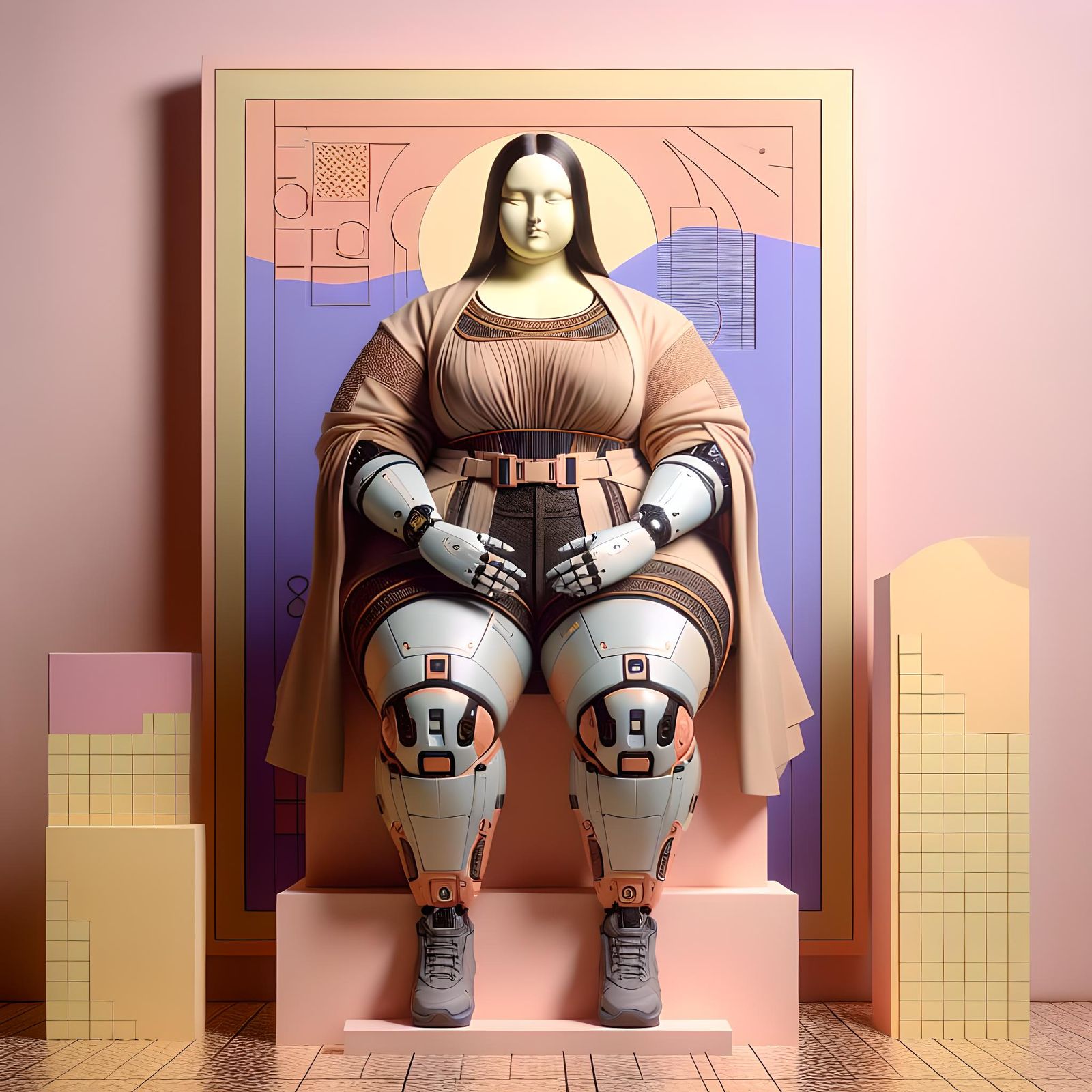 Plus-Size Mona Lisa in Sci-Fi Chic Style