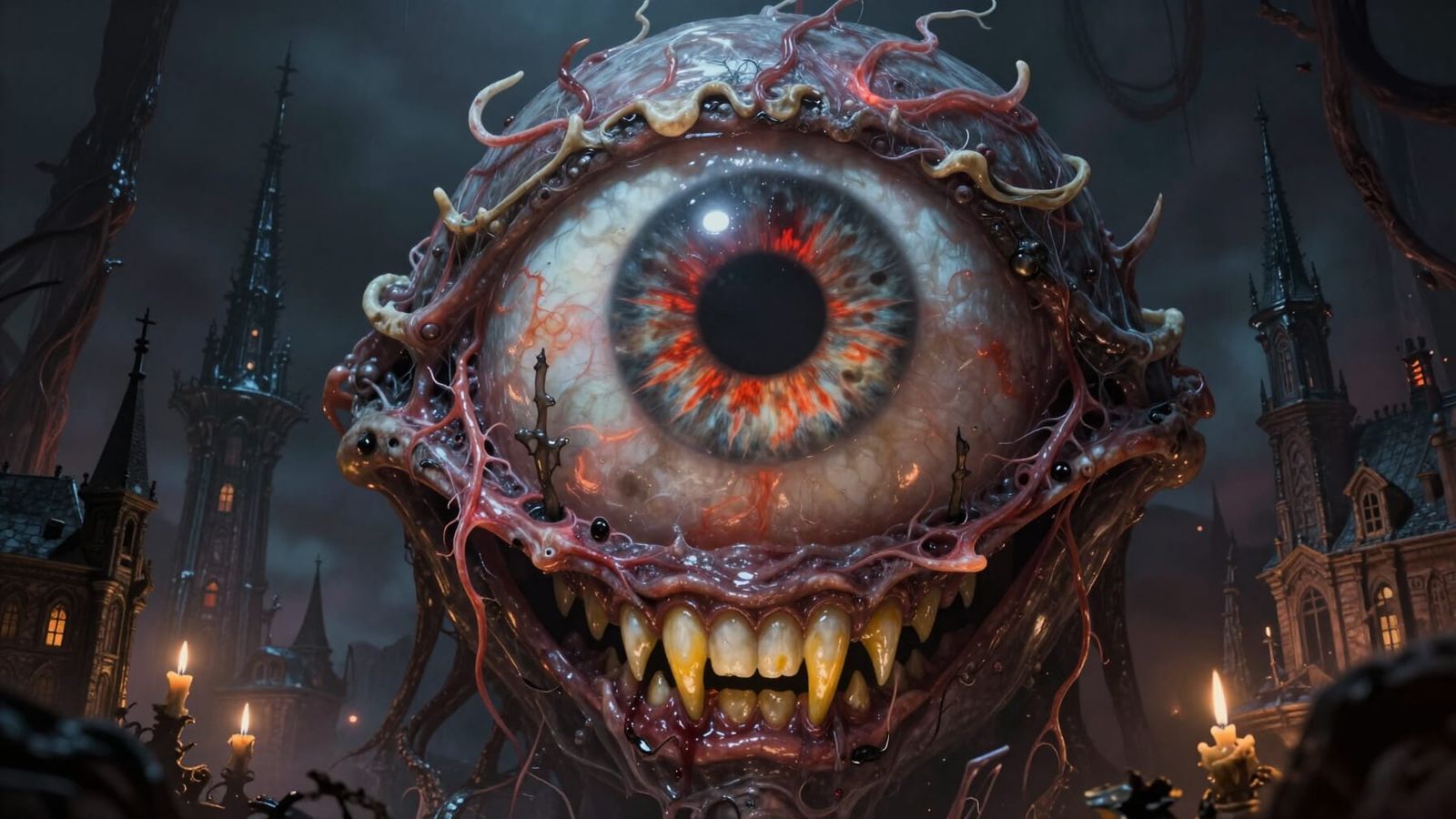 Gargantuan Eyeball Monster in Dark Fantasy Style