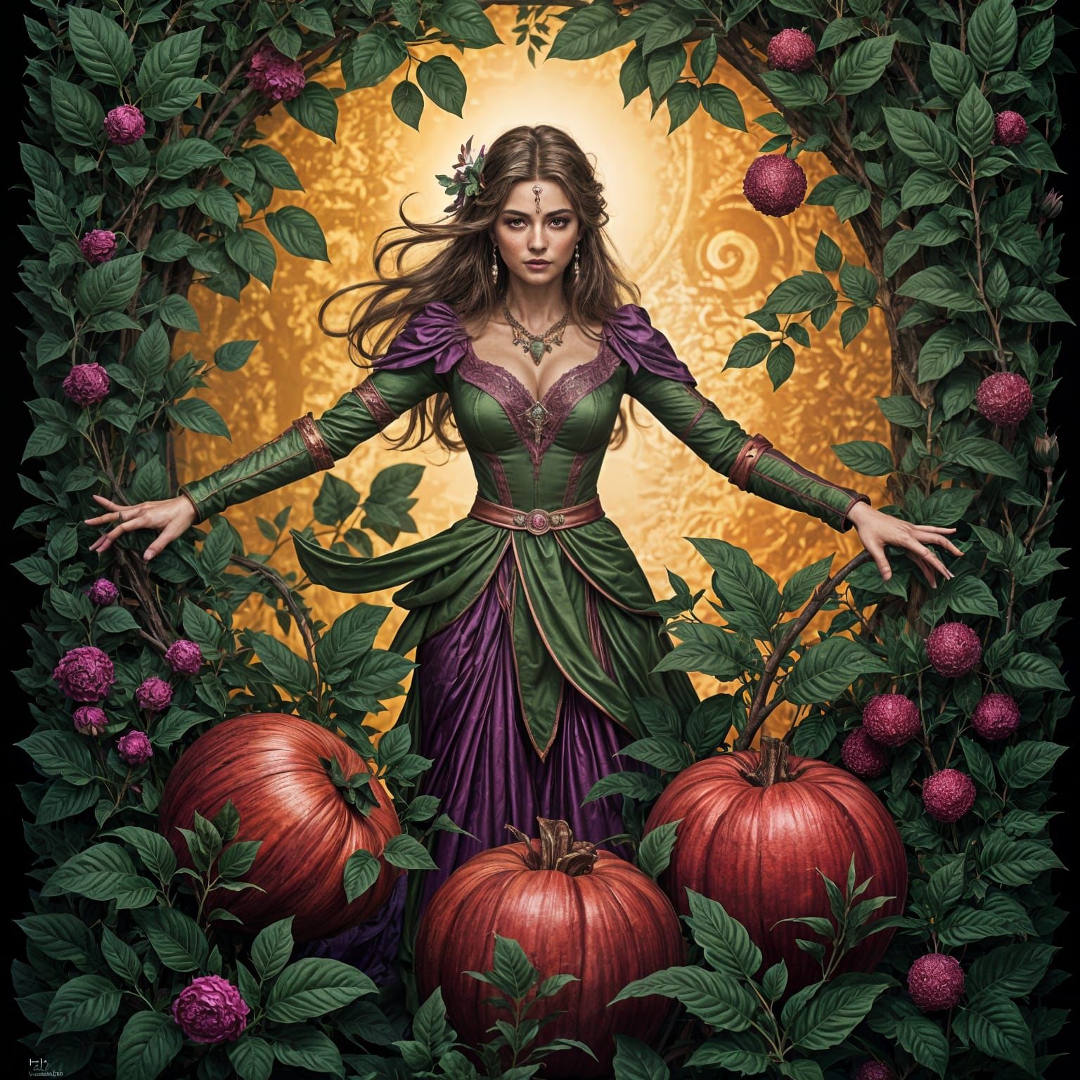 Surreal Princess Emerges from Pomegranate in Vibrant Photore...