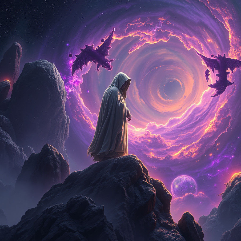 Force Ghost in Dark Fantasy Galaxy, Digital Art