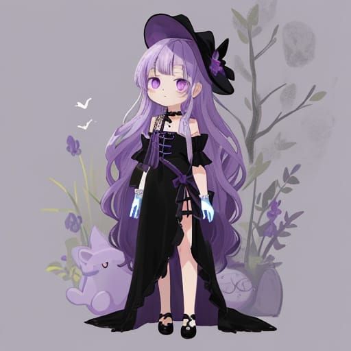 Whimsical Gothic Doll with Moon and Star Motifs