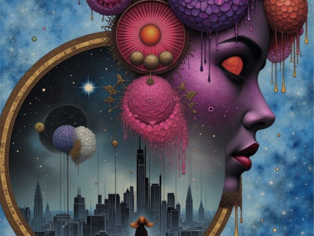 Moebius Style Comic: Otherworldly Glitch Cyberpunk Android