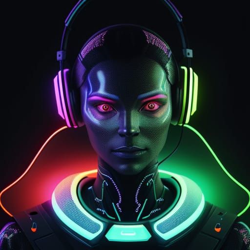 Glowing Cyberpunk Portrait of a Person in Neon Orange Sound ...