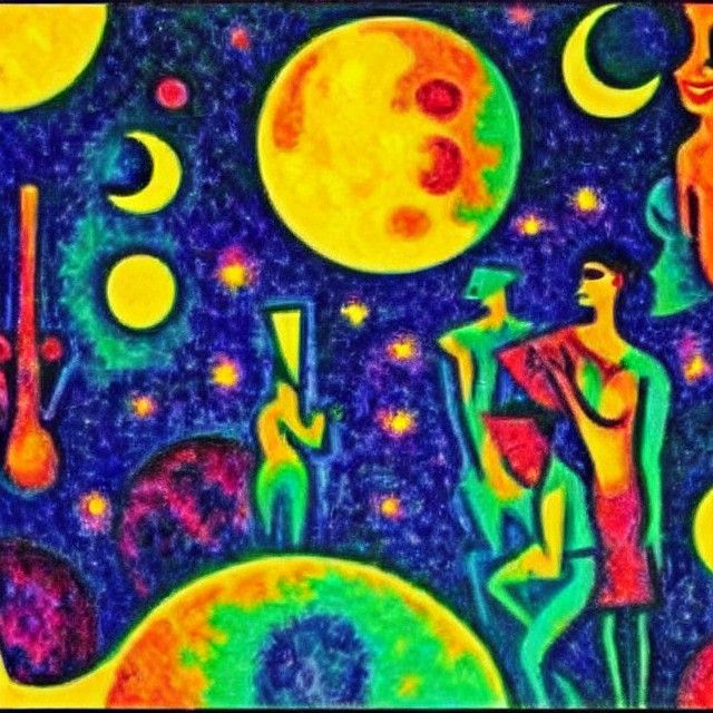 Lunar Jazz Harlem Renaissance Moonscape in Fauvism Style