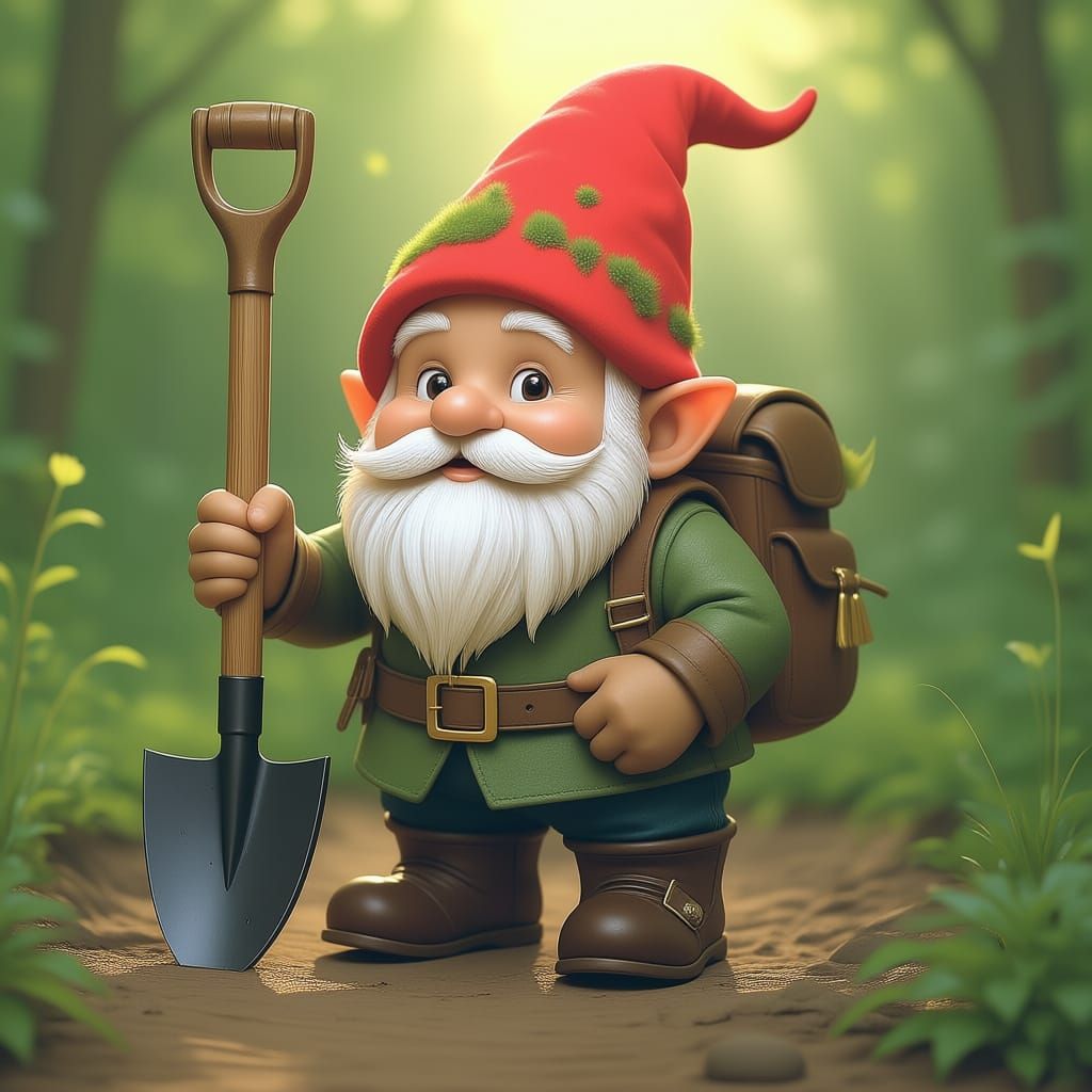 Heroic Garden Gnome Leaning on Shovel