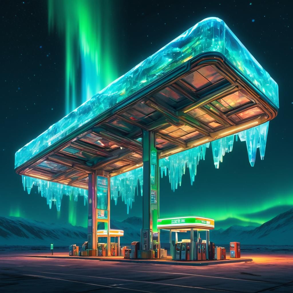 Holographic Alien Gas Station in Crystal Form