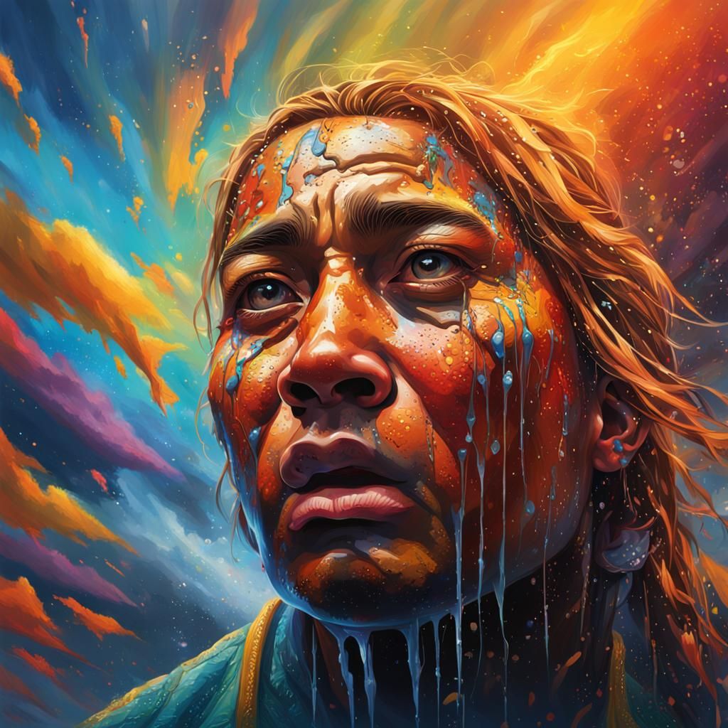 Dramatic Hyperrealistic Face in Splash Art Style