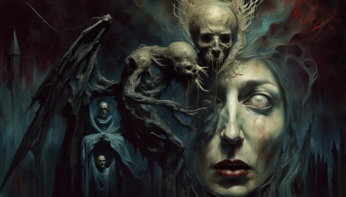 Nightmarish Mixed Media Horror Art