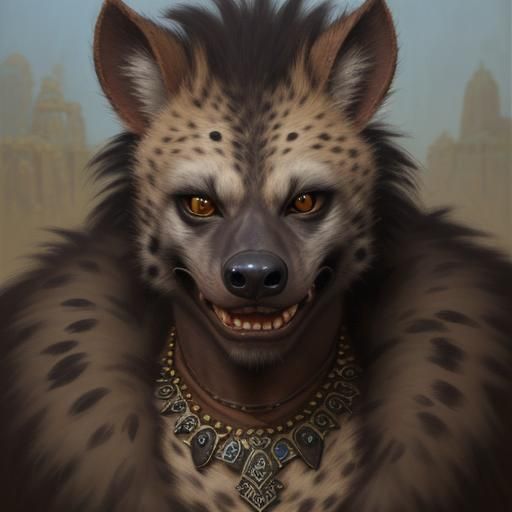 Tribal Gnoll with Necklace in Oil Painting Style