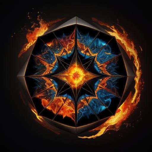 Fiery Diamond Circle: Hyperrealistic Concept Art