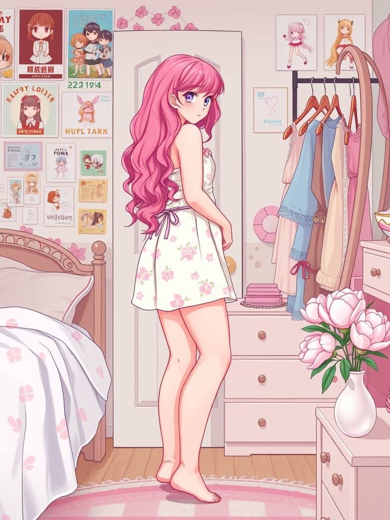 Peony trying on the dress