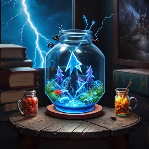 Magical Glass Jar with Miniature Fantasy World