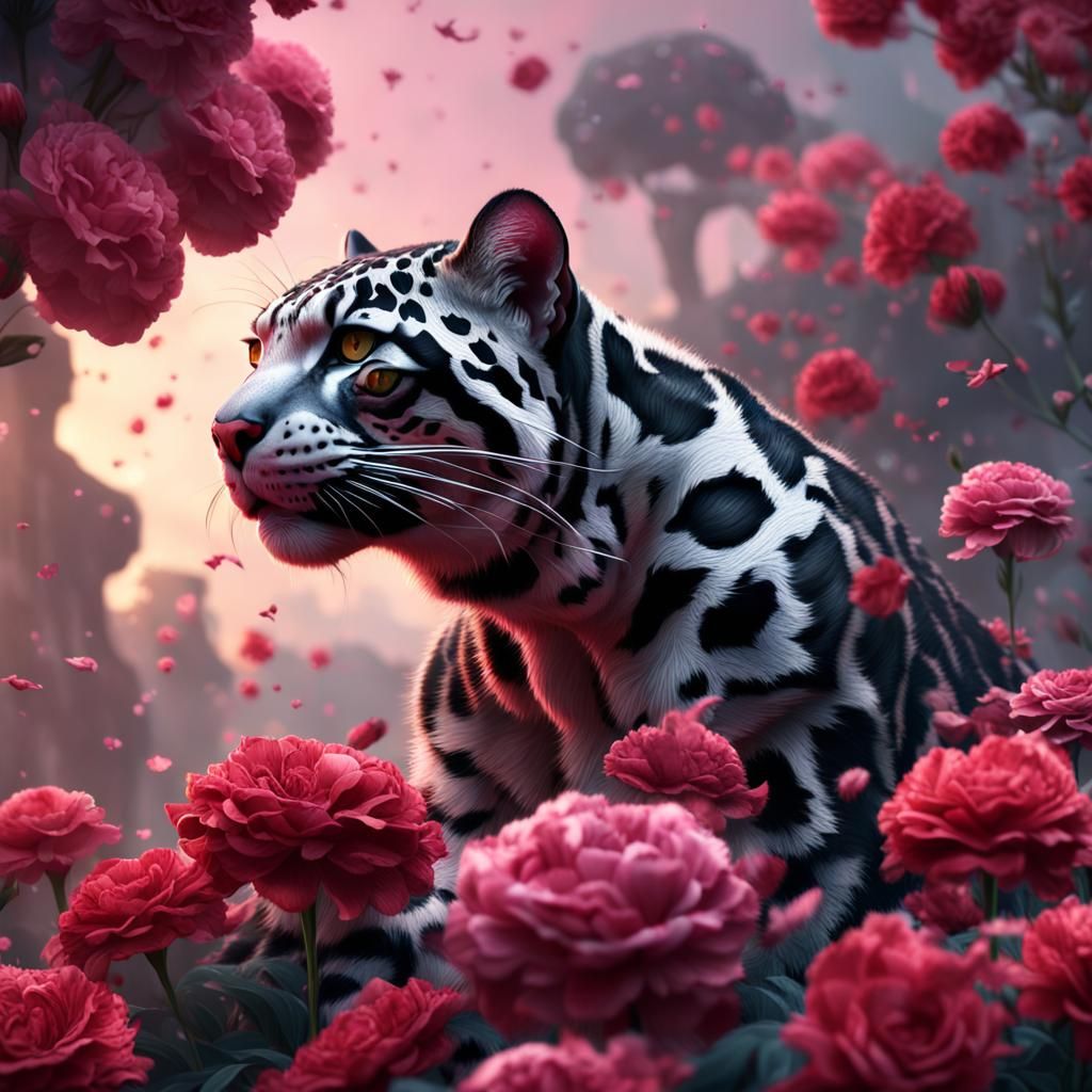 Carnation Clouded Leopard: Detailed Matte Painting