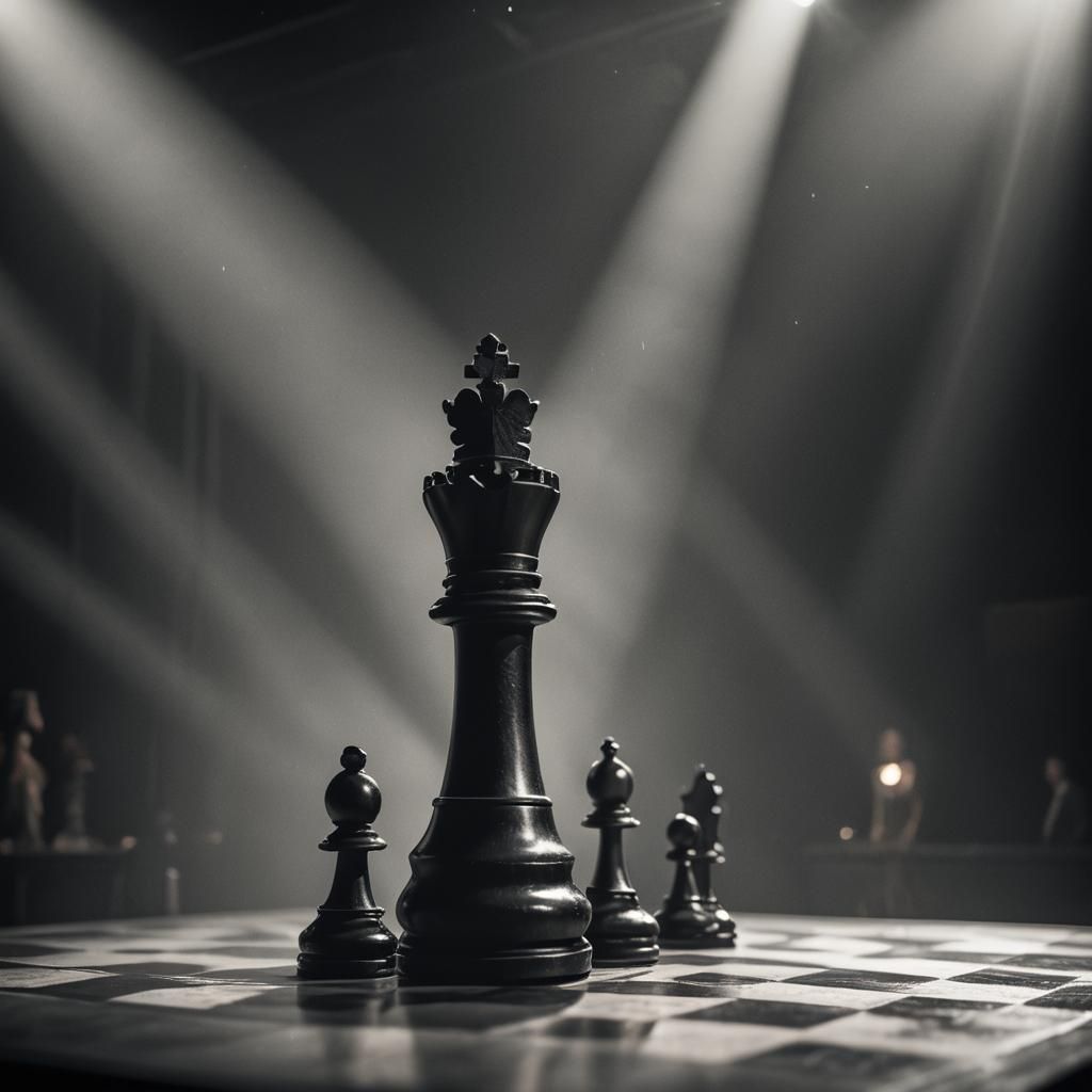 Dramatic Theatre Stage with Giant Chess Queen