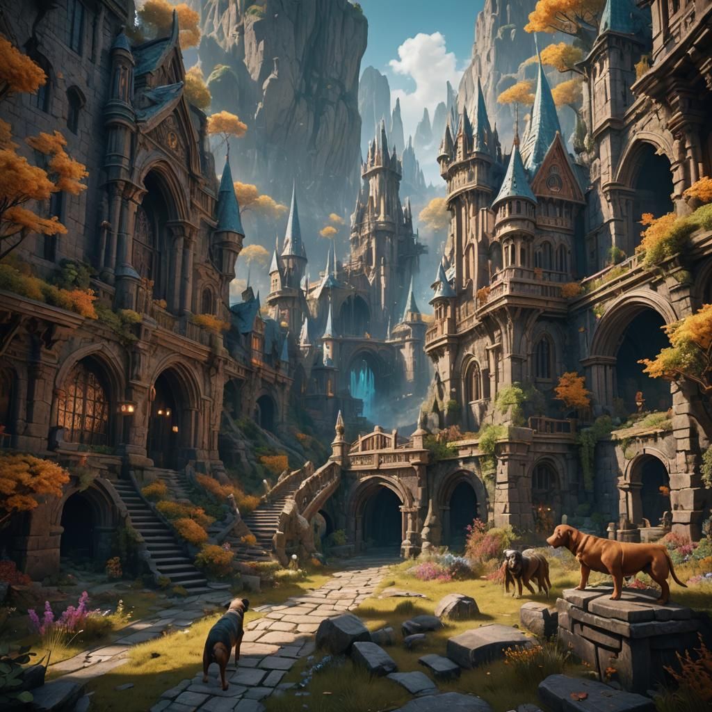 Detailed Matte Painting of a Dog in Fantasy Art