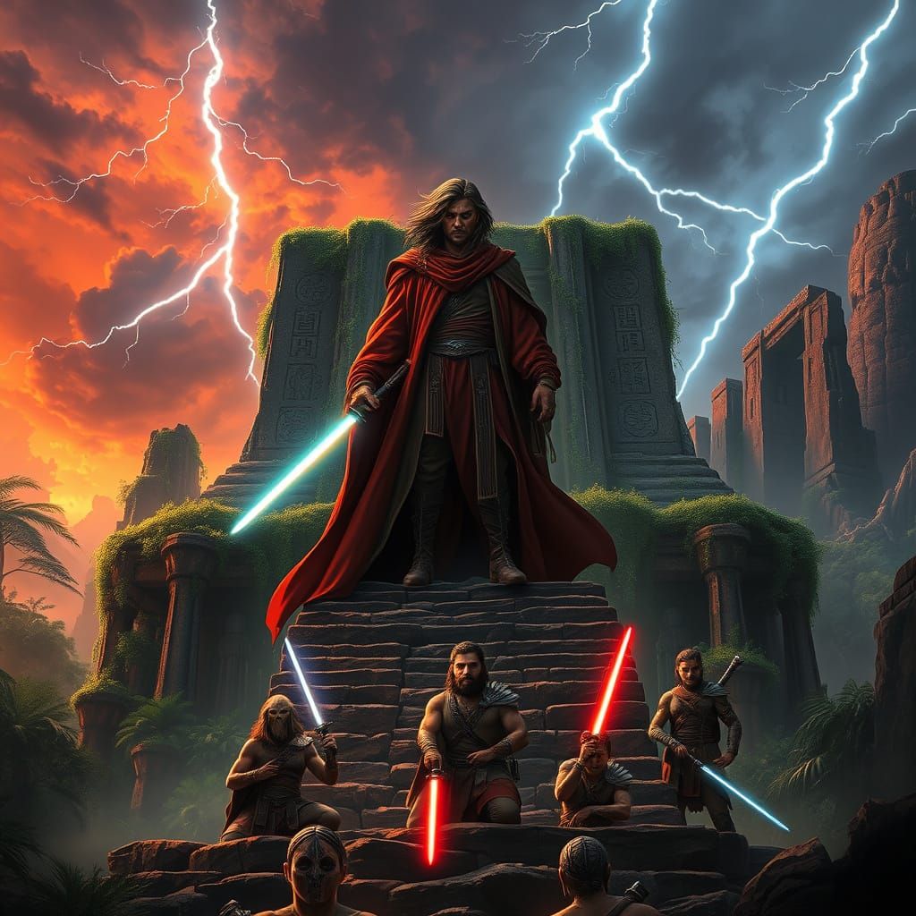 Massassi Temple Ruins Under Crimson Twilight on Yavin IV