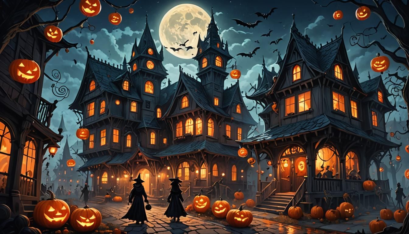 Spooky Town: Witches, Vampires, and Jack-o'-Lanterns