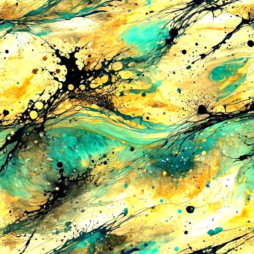 Abstract Pictorial Art in Black, Green and Blue