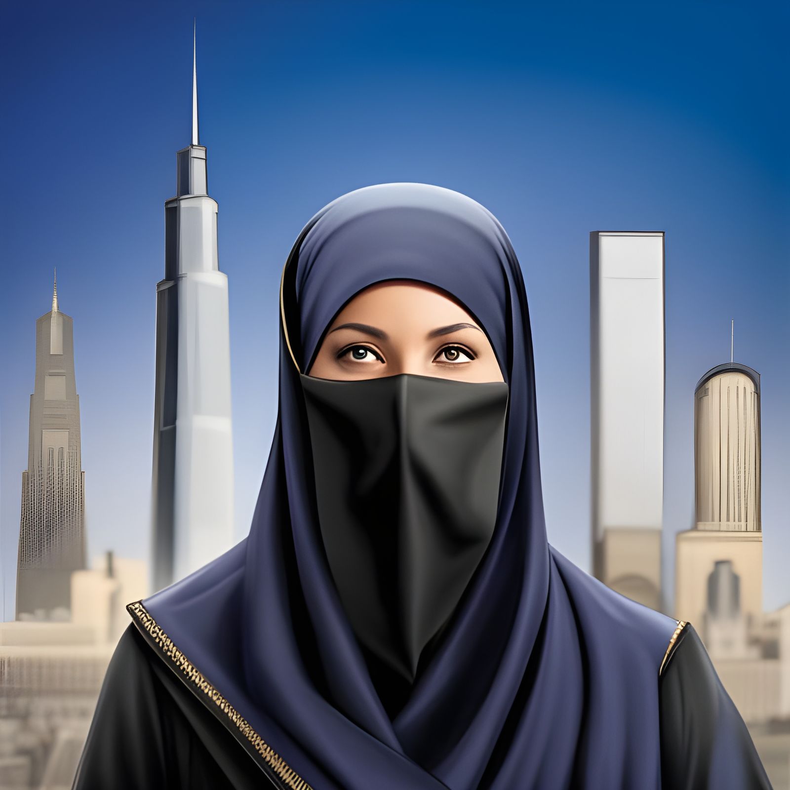 German Woman in Niqab: Hyperrealistic Portrait